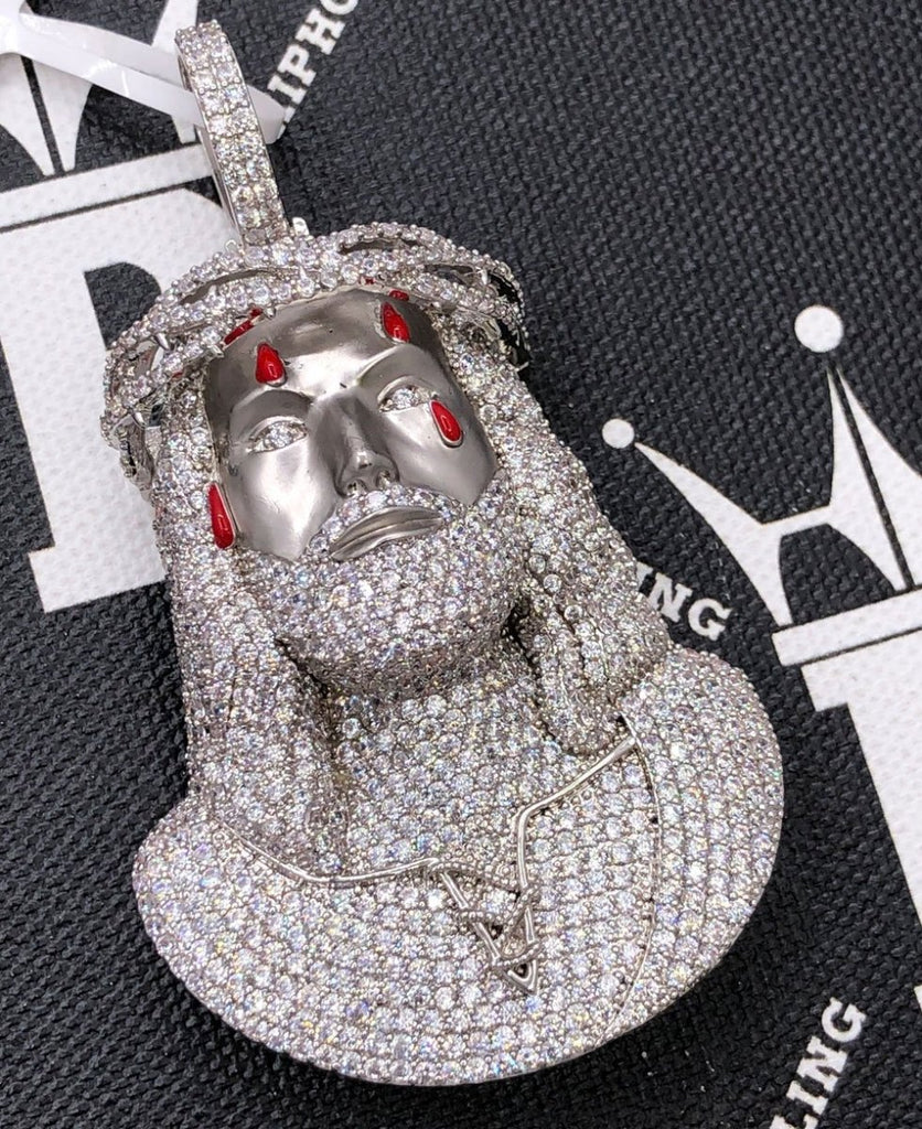 Jesus Bust 3D Tears CZ Hip Hop Bling Pendant Yellow Gold HipHopBling