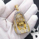 Jesus Bust Baguette CZ Hip Hop Iced Out Pendant Yellow Gold HipHopBling