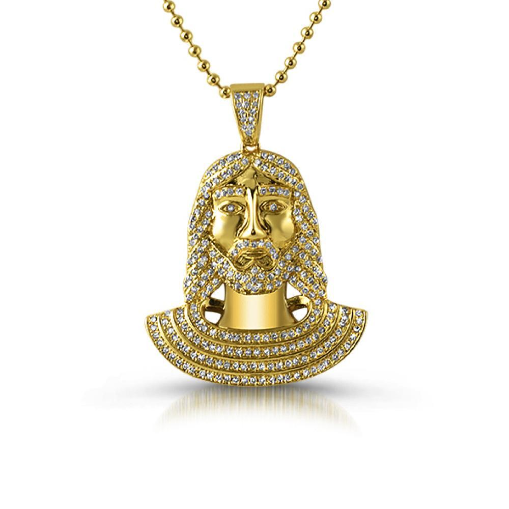 Jesus Bust CZ Micro Pave Gold Pendant HipHopBling