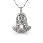 Jesus Bust CZ Micro Pave Rhodium Pendant HipHopBling