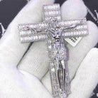 Jesus Crucifix Baguette Cross CZ Hip Hop Bling Bling Pendant Yellow Gold HipHopBling