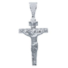 Jesus Crucifix CZ Iced Out Pendant .925 Sterling Silver White Gold HipHopBling
