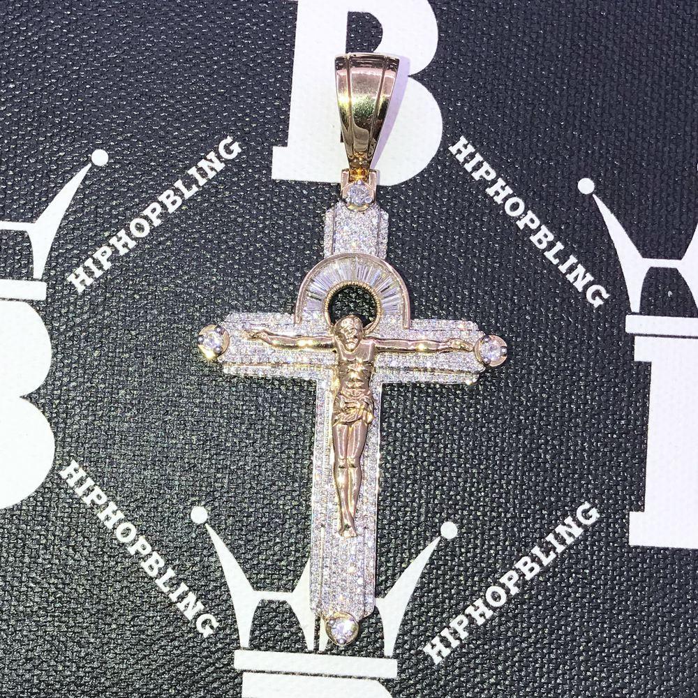 Jesus Crucifix Diamond Pendant 2.28 Carat 10K Yellow Gold HipHopBling