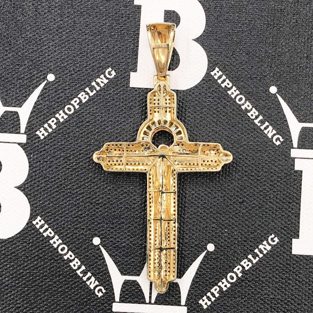 Jesus Crucifix Diamond Pendant 2.28 Carat 10K Yellow Gold HipHopBling
