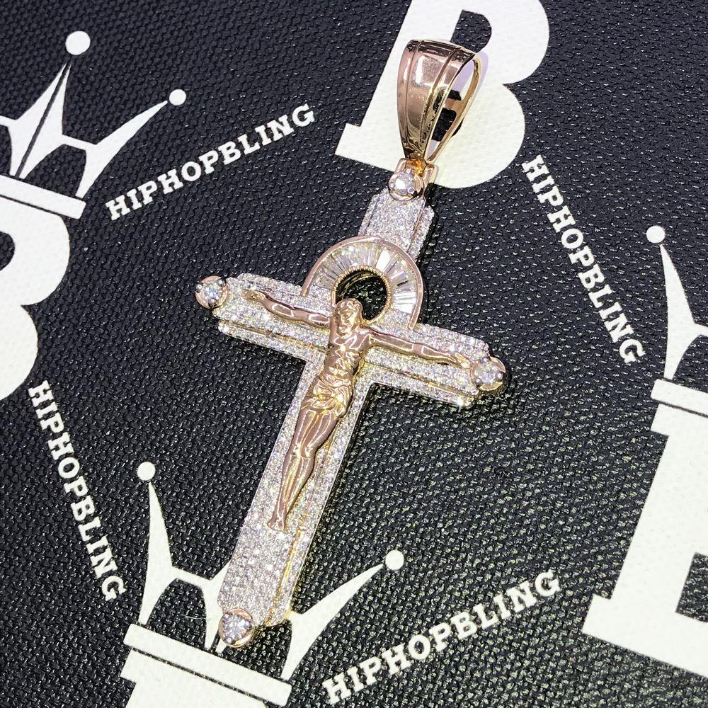 Jesus Crucifix Diamond Pendant 2.28 Carat 10K Yellow Gold HipHopBling