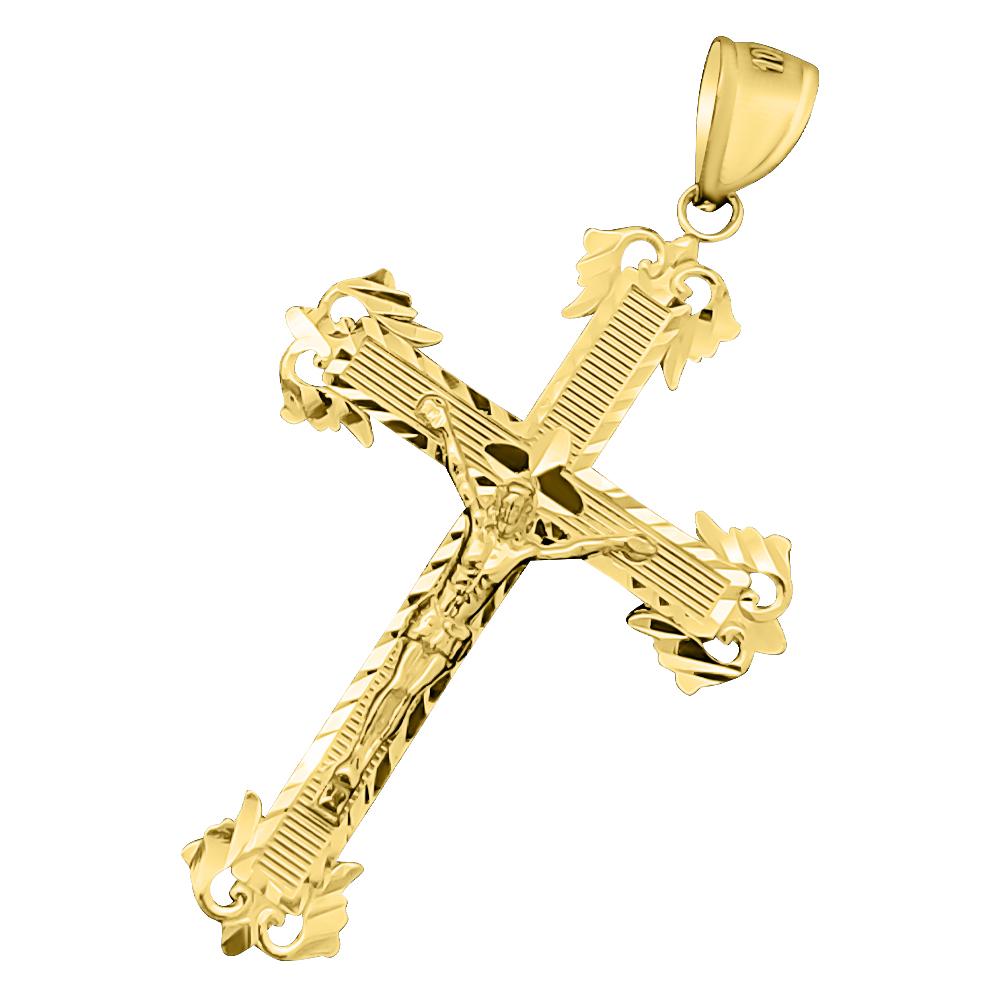 Jesus Crucifix Heart Cross DC 10K Yellow Gold Pendant HipHopBling