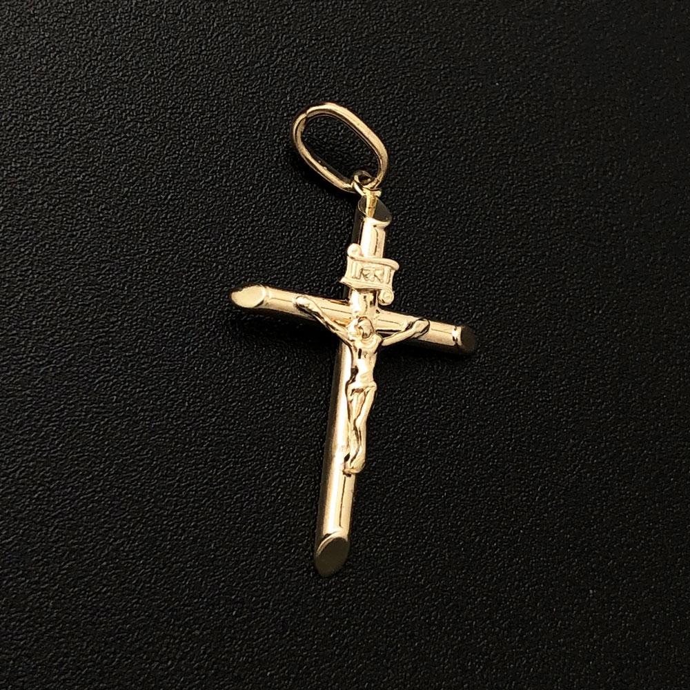 Jesus Crucifix INRI 10K Yellow Gold Pendant HipHopBling