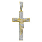 Jesus Crucifix Pave Cross CZ Hip Hop Iced Out Pendant Yellow Gold HipHopBling