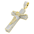 Jesus Crucifix Pave Cross CZ Hip Hop Iced Out Pendant Yellow Gold HipHopBling