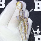 Jesus Crucifix Pave Cross CZ Hip Hop Iced Out Pendant Yellow Gold HipHopBling