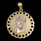 Jesus Cuban Link Circle DC 10K Yellow Gold Pendant HipHopBling