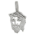 Jesus Face Outline Hip Hop Bling Bling Pendant White Gold HipHopBling