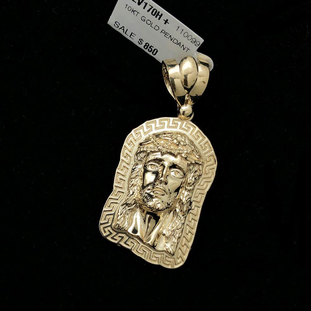 Jesus Greek Outline 1 10K Yellow Gold Pendant HipHopBling