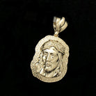 Jesus Greek Outline 2 10K Yellow Gold Pendant HipHopBling