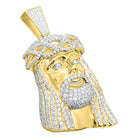 Jesus Large VVS Moissanite Pendant .925 Sterling Silver Yellow Gold HipHopBling