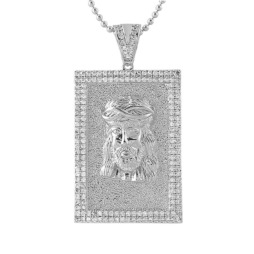 Jesus Piece Block Medallion Iced Out Pendant Only HipHopBling