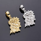 Jesus Profile Baguette CZ Iced Out Pendant .925 Sterling Silver Yellow Gold HipHopBling