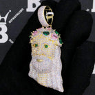 Jeweled Crown Jesus Piece VVS CZ Hip Hop Iced Out Pendant Yellow Gold HipHopBling