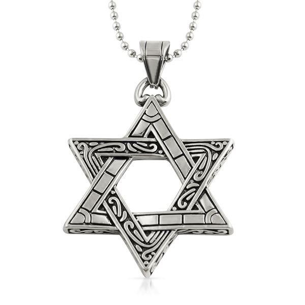 Jewish Star of David Fancy Pendant Stainless Steel HipHopBling