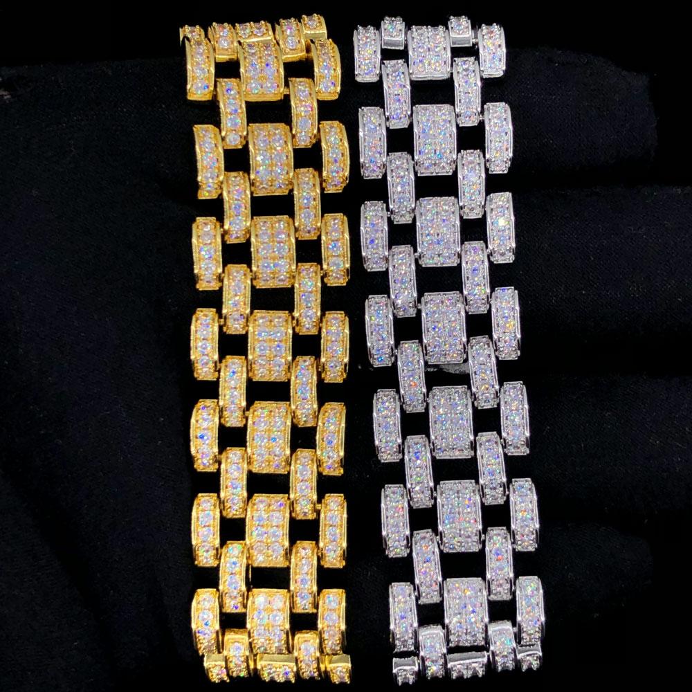 Jubilee CZ Iced Out Hip Hop Bling Bracelet Yellow Gold 7" HipHopBling