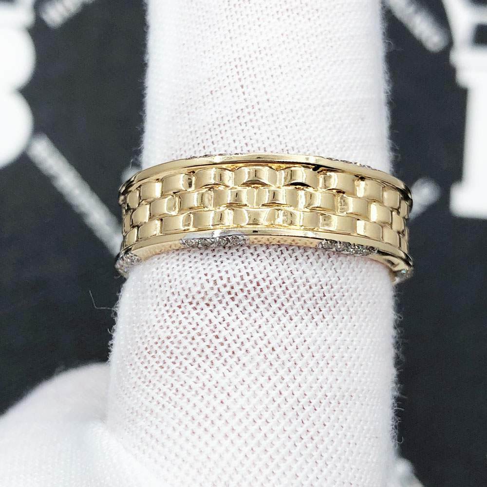 Jubilee Designer Link .34cttw Diamond 10K Yellow Gold Ring HipHopBling