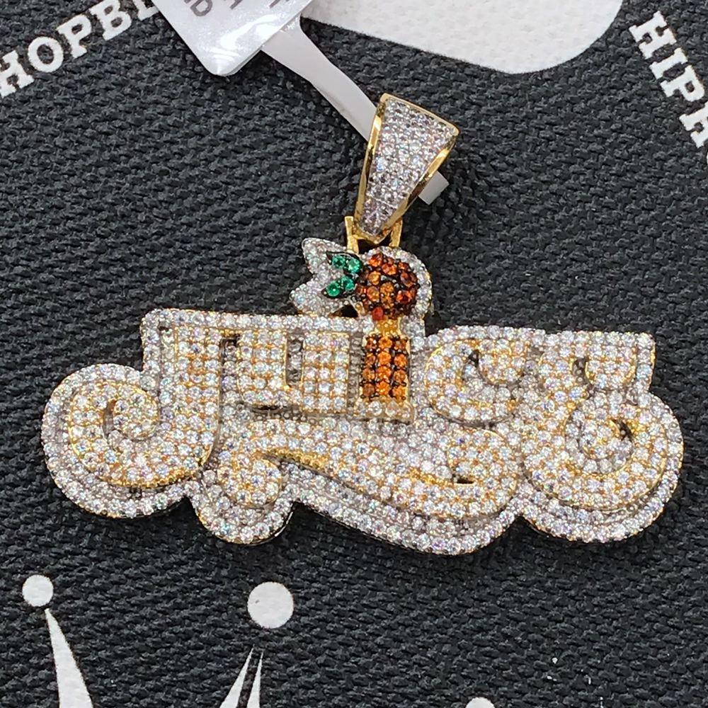 Juice CZ Hip Hop Bling Bling Pendant Yellow Gold HipHopBling