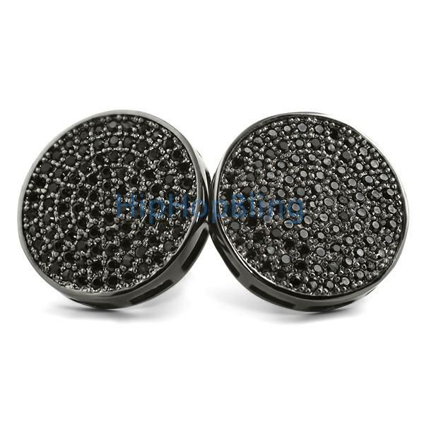 Jumbo Circle Black CZ Micro Pave Bling Bling Earrings HipHopBling