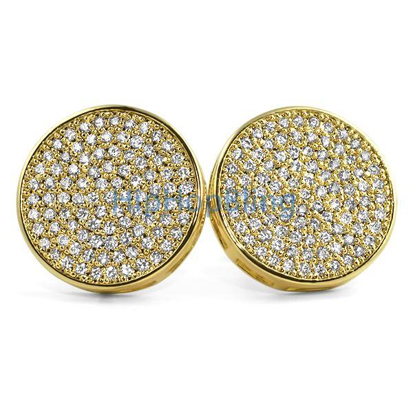 Jumbo Circle Gold Micro Pave CZ Bling Bling Earrings HipHopBling