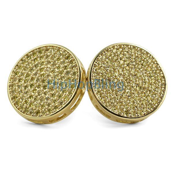 Jumbo Circle Lemonade CZ Bling Bling Earrings HipHopBling