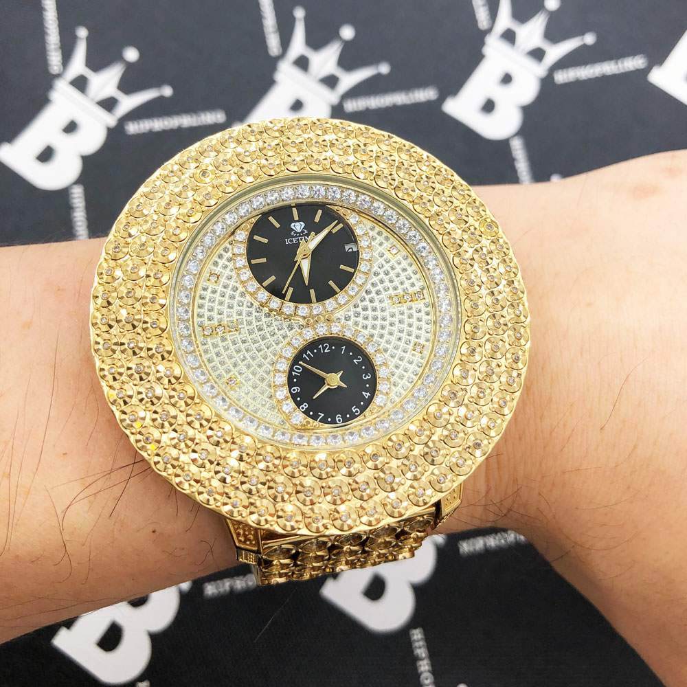 Jumbo King 2.00cttw Diamond Hip Hop IceTime Watch Yellow Gold HipHopBling