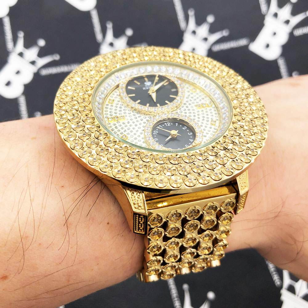 Jumbo King 2.00cttw Diamond Hip Hop IceTime Watch Yellow Gold HipHopBling