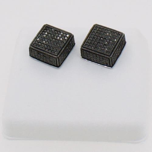 Jumbo Real Black Diamond Cube Hip Hop Earrings .81cttw .925 Sterling Silver HipHopBling