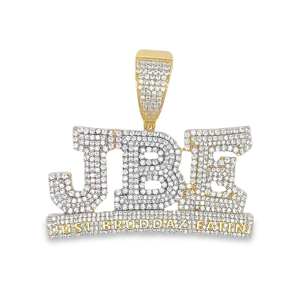 Just Bruddaz Eatin JBE VVS CZ Hip Hop Iced Out Pendant 3 Tone HipHopBling