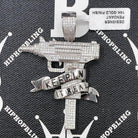 Keepin It Real Uzi CZ Hip Hop Bling Bling Pendant Yellow Gold HipHopBling