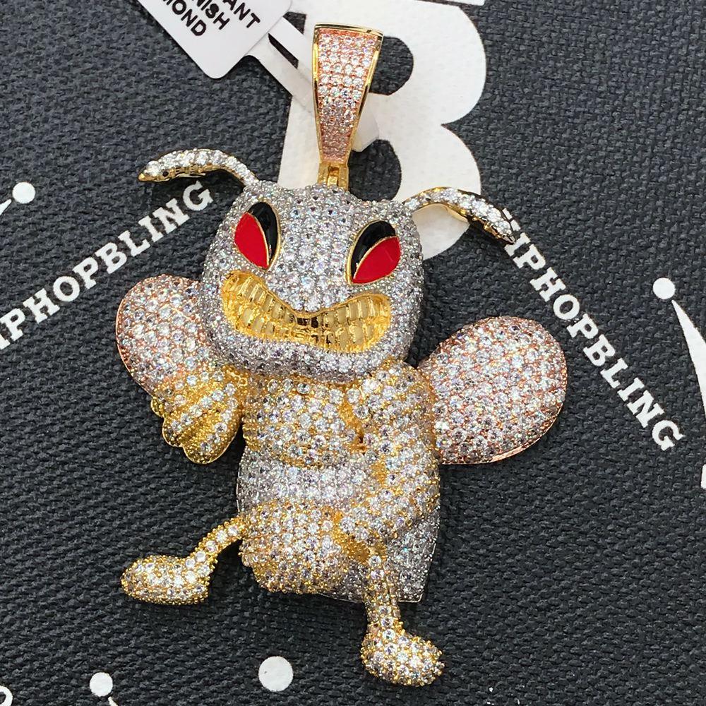 Killer Bee CZ Hip Hop Bling Bling Pendant Yellow Gold HipHopBling