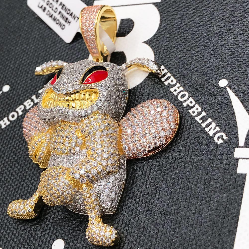 Killer Bee CZ Hip Hop Bling Bling Pendant Yellow Gold HipHopBling