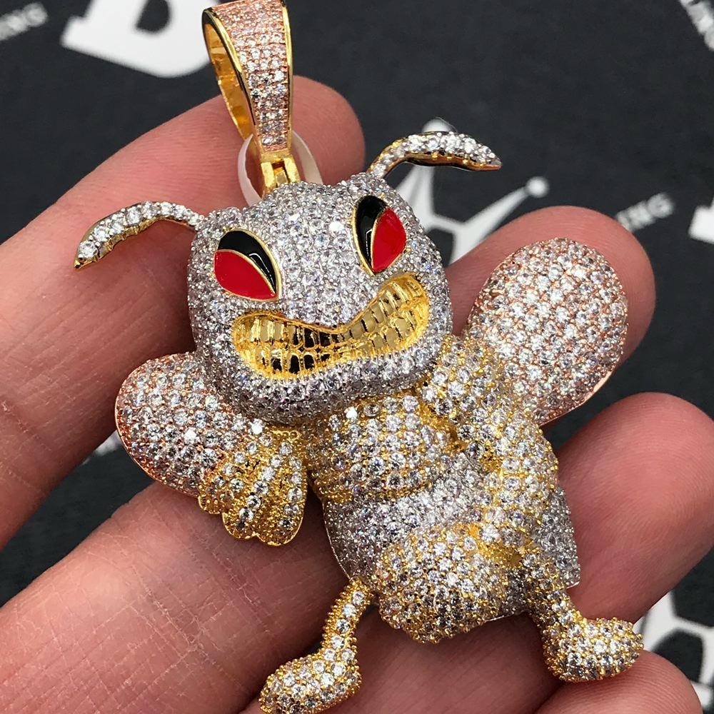 Killer Bee CZ Hip Hop Bling Bling Pendant Yellow Gold HipHopBling