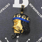 King Face Profile CZ Hip Hop Bling Bling Pendant Yellow Gold HipHopBling