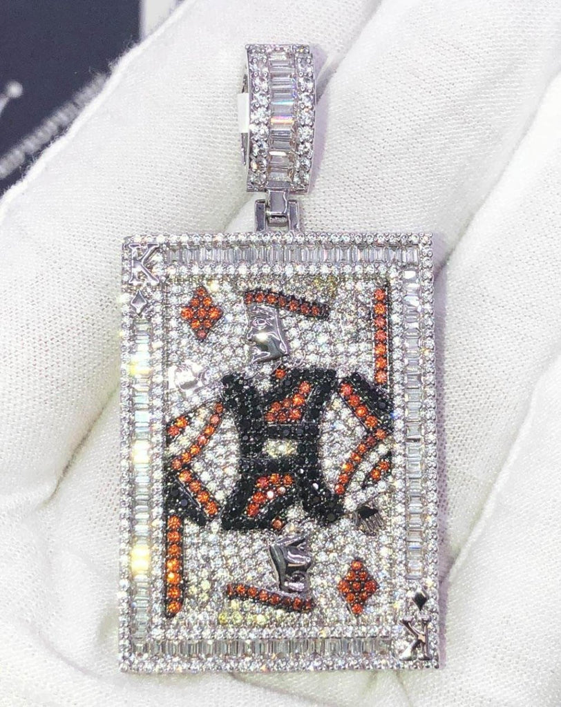 King of Diamonds CZ Hip Hop Bling Bling Pendant White Gold HipHopBling