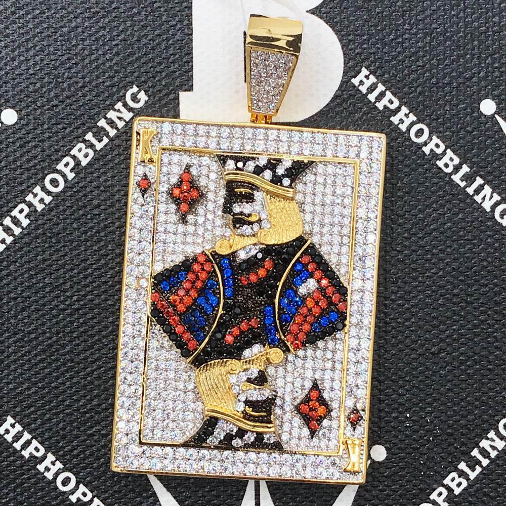 King of Diamonds CZ Hip Hop Bling Bling Pendant Yellow Gold HipHopBling