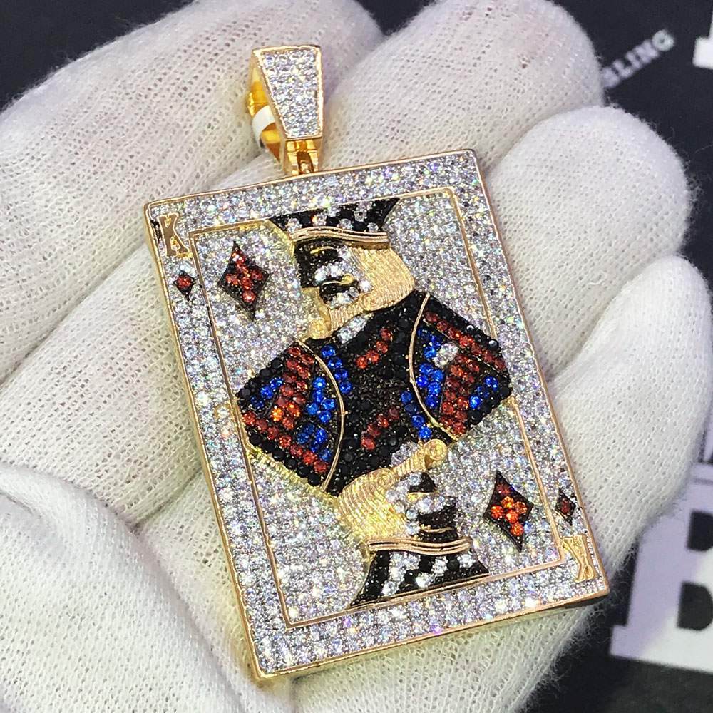 King of Diamonds CZ Hip Hop Bling Bling Pendant Yellow Gold HipHopBling