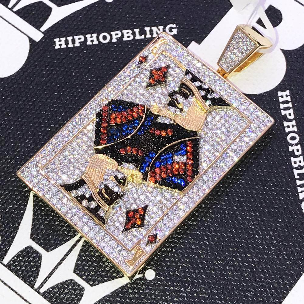 King of Diamonds CZ Hip Hop Bling Bling Pendant Yellow Gold HipHopBling