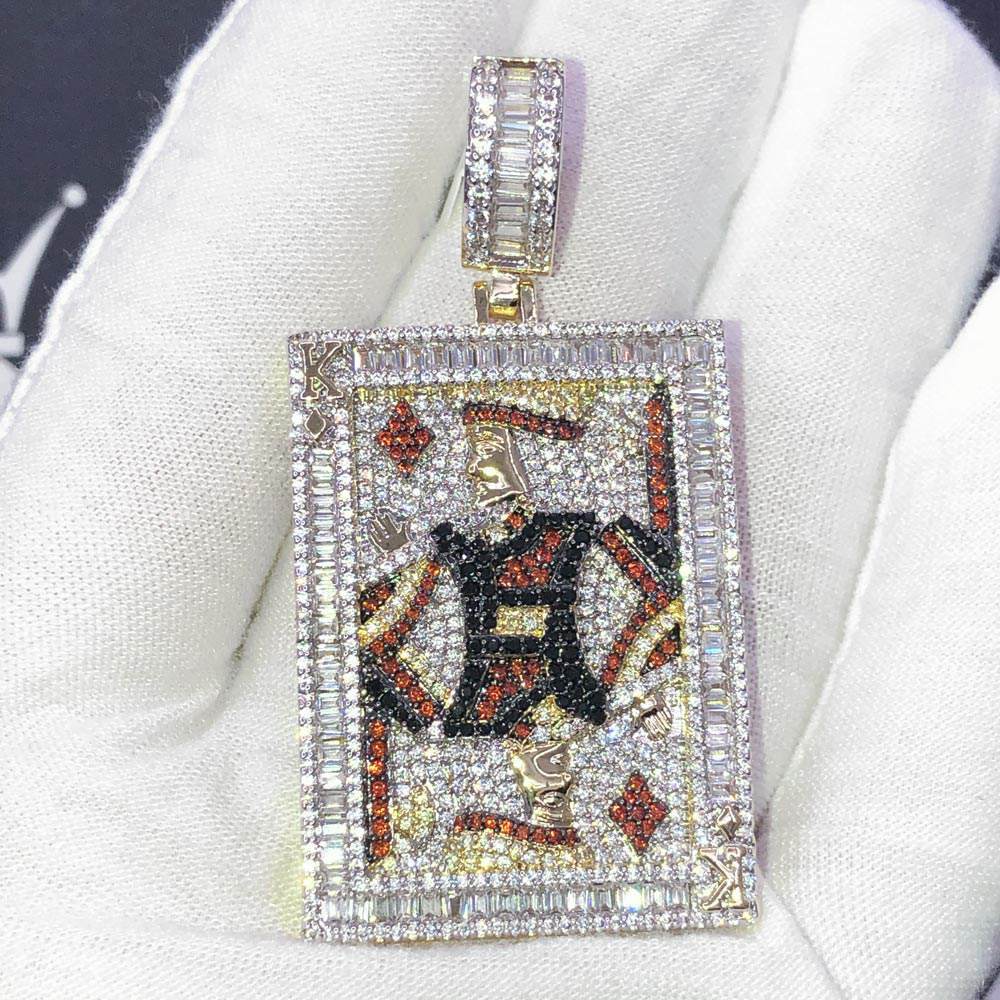 King of Diamonds CZ Hip Hop Bling Bling Pendant Yellow Gold HipHopBling