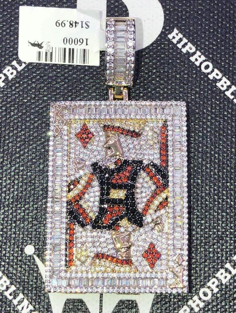 King of Diamonds CZ Hip Hop Bling Bling Pendant Yellow Gold HipHopBling