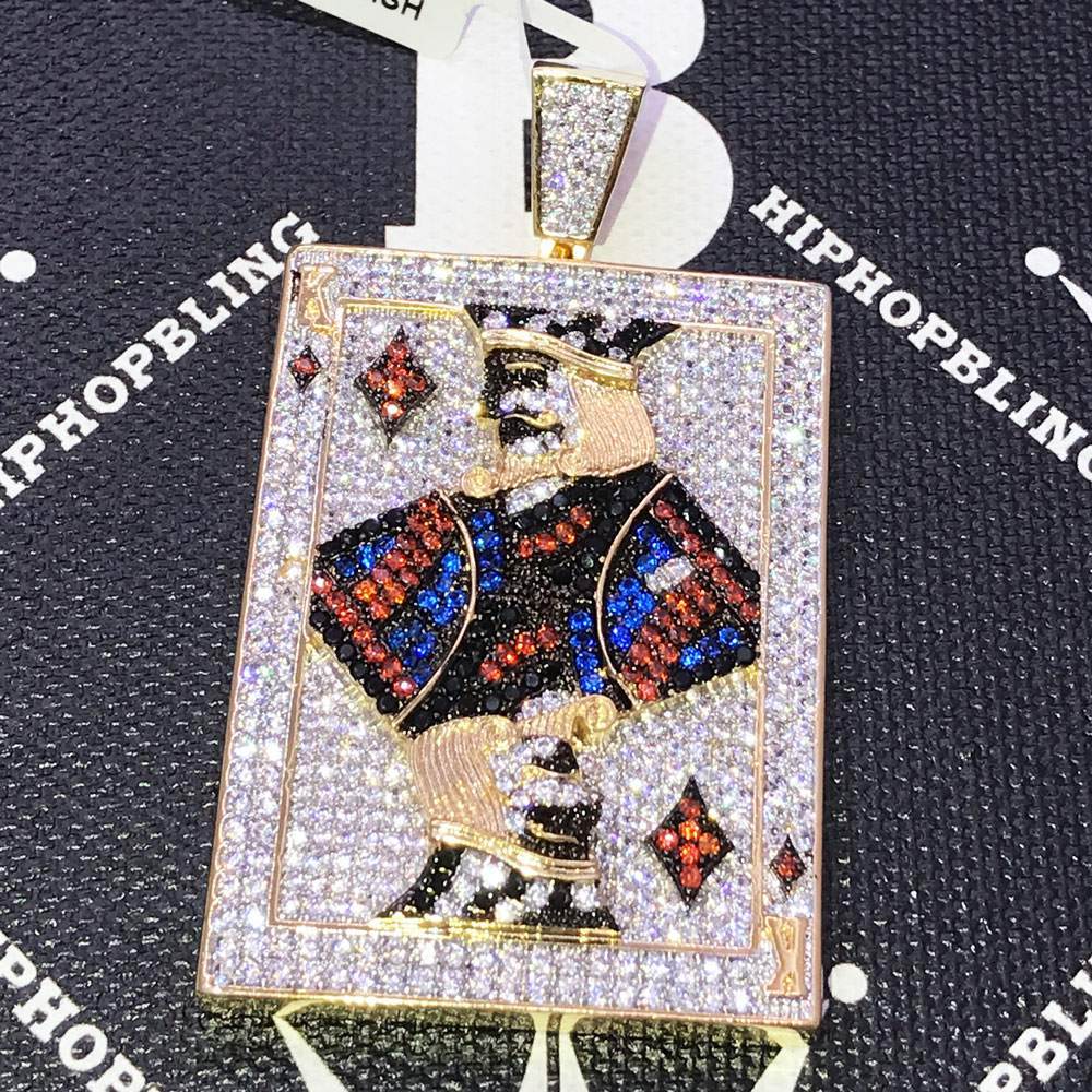 King of Diamonds CZ Hip Hop Bling Bling Pendant Yellow Gold HipHopBling
