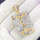 King of Hearts Poker Card CZ Hip Hop Bling Bling Pendant Yellow Gold HipHopBling