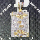 King of Hearts Poker Card CZ Hip Hop Bling Bling Pendant Yellow Gold HipHopBling