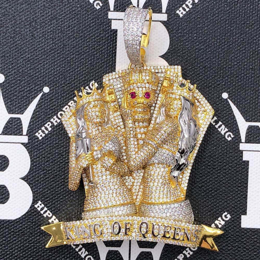 King Of Queens Skull CZ Hip Hop Bling Bling Pendant HipHopBling