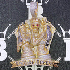 King Of Queens Skull CZ Hip Hop Bling Bling Pendant Yellow Gold HipHopBling