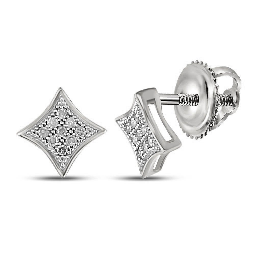 Kite .05cttw Diamond Earrings .925 Sterling Silver White Gold HipHopBling